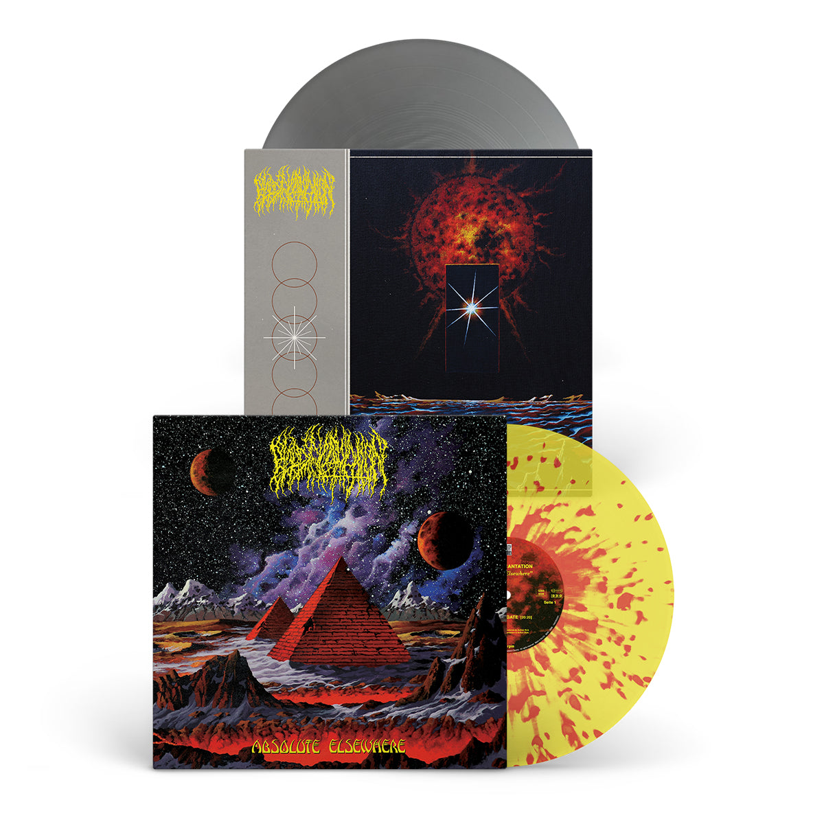 BLOOD INCANTATION &quot;Absolute Elsewhere/Luminescent Bridge&quot; Vinyl Bundle TRANSP. SUN YELLOW RED SPLATTER + SILVER